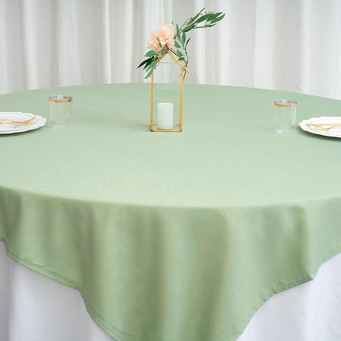 Efavormart 70" Premium Square Polyester Tablecloth for Wedding Kitchen Dining Events - Sage Green