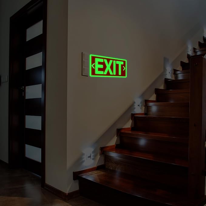 20 Pcs Glow in the Dark Exit Signs for Business 12 x 7 Inch Photoluminescent Signs Stickers for Indoor Outdoor for Business, Office, Warehouse (with Arrows)