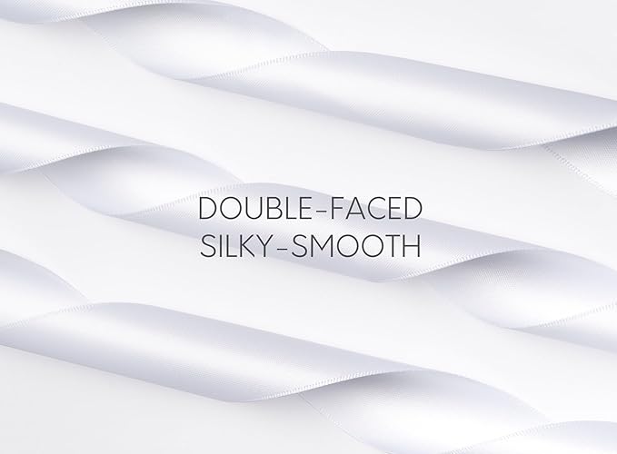 White Satin Ribbon 1-1/2 Inch x 50 Yards Double-Faced Hair Ribbons for Flower Bouquet Wrapping Paper Bows Gift Wedding Invitations Crafts