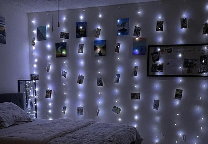 300LED Fairy Curtain Lights, 9.8x9.8Ft Warm White USB Plug in 8 Modes & Timer Christmas String Hanging Lights with Remote for Bedroom Indoor Outdoor Weddings Party Wall Decorations(White)