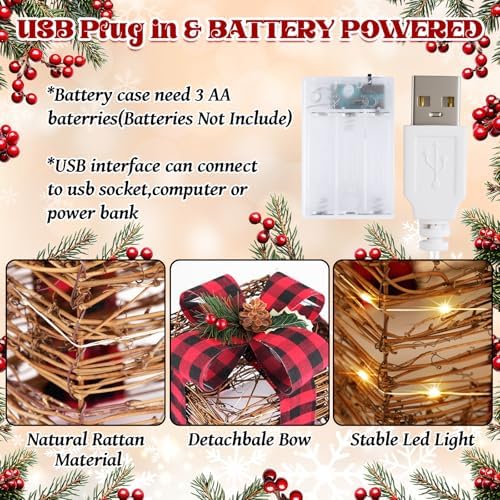 lawoho set of 3 christmas lighted gift boxes,rustic, side view
