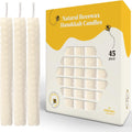 The Dreidel Company Hand Rolled Hanukkah Candle Natural Honeycomb Beeswax White, 45 Minute Burn Time, 45 Candles for All 8 Nights of Chanuka