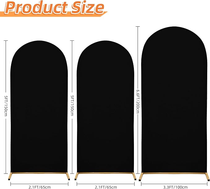 7.2FT Wedding Arch Covers Arch Backdrop Cover Arch Stand Covers Set Arch Cover Spandex Fabric Stretchy Backdrop for Wedding Birthday Party Decoration Baby Shower (Black, Cover Only)