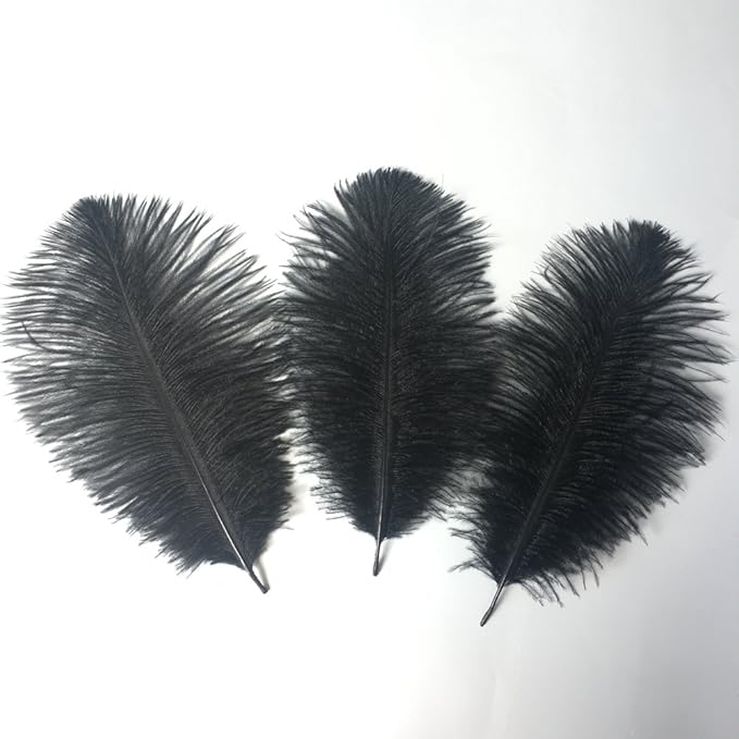 Sowder 8-10inch(20-25cm) Ostrich Feathers Plume for Wedding Centerpieces Home Decoration Pack of 10pcs(Black)