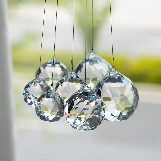 20mm/30mm/40mm Clear Crystal Balls Prism Sun Catcher for DIY Home Garden Wedding Party Decor, Pack of 13