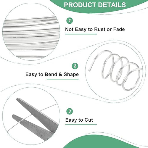 0.7 mm/21 Gauge Copper Wire for Jewelry Making, 10.2FT Copper Beading Craft Wire for Jewelry/Weaving/DIY Crafting/Planting, Color-Retaining [3.1M, Bright Silver]