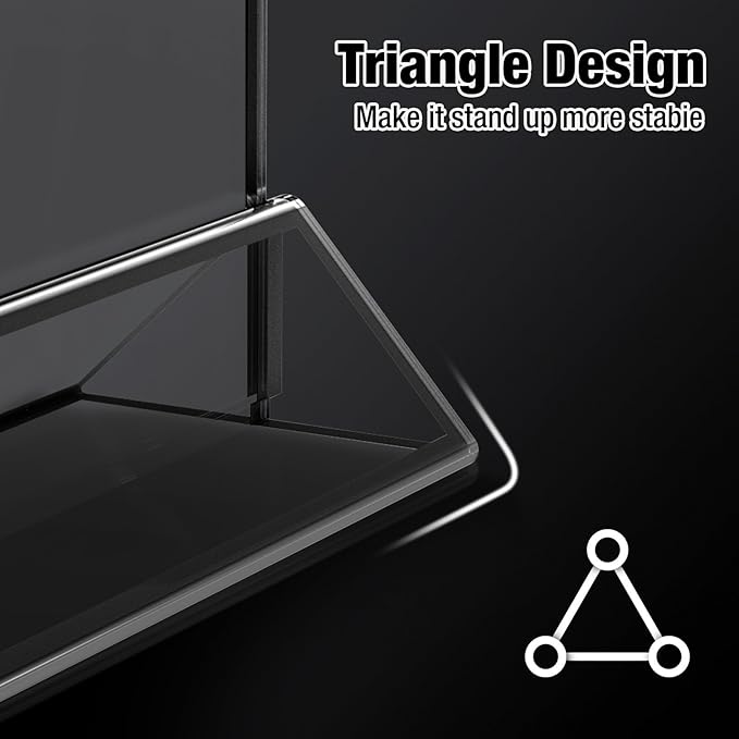 Acrylic Black Sign Holders 4x6, 12 Pack Wedding Black Table Number Holders, Double Sided Photo Display Picture Frame Paper Stand, Clear Flyer Stand Menu Holder for Wedding, Home, Party, Restaurant