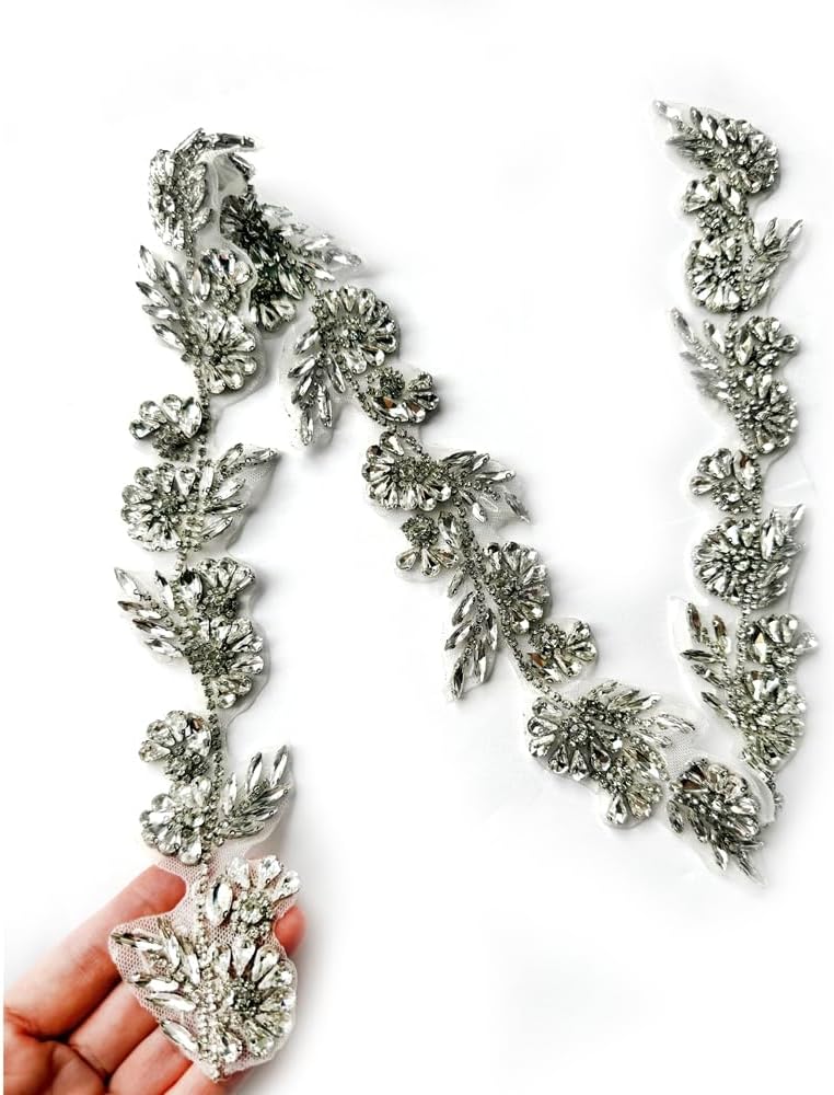 iron on hotfix hand-made beaded trim,2 inch wide, main product view