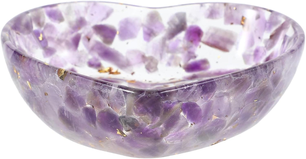 IMIKEYA Candle Holder Sturdy Handpolished Design Heart Shaped Resin and Crystal Decorative Bowl with Unique Texture Centerpiece for Bedroom and Living Room