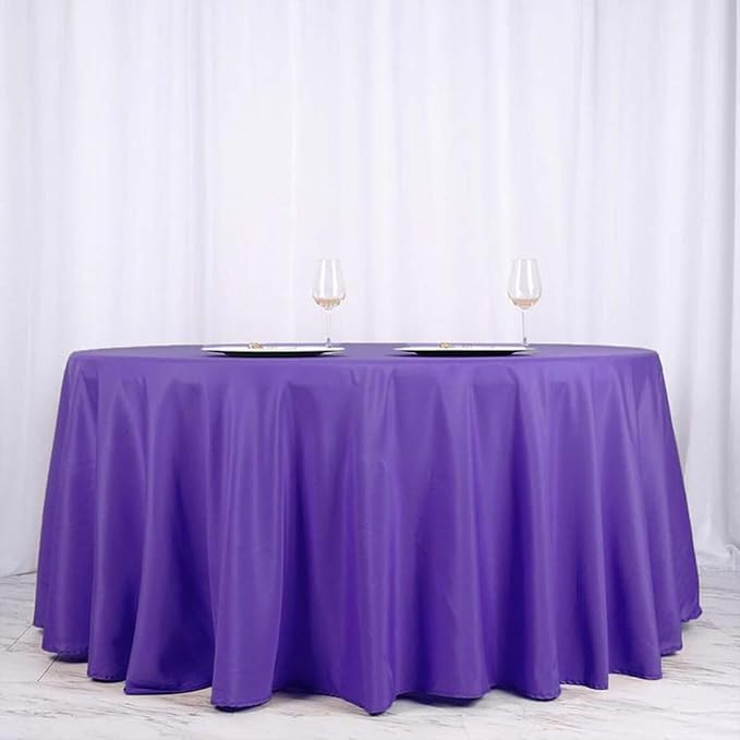 Efavormart Round Tablecloth, 120 Inch Stain & Wrinkle Resistant Washable Table Cloth, Decorative Polyester Fabric Table Cover for Banquet, Wedding, Dining - Purple