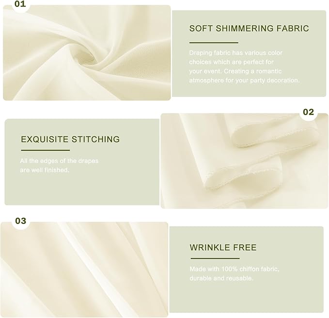 Wedding Arch Draping Fabric 29" x 18 FT Light Yellow Sheer Chiffon Outdoor Curtain Drapes for Wedding Birthday Party Ceremony Decor(1 Panel, Light Yellow)