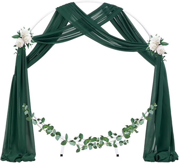 Socomi Wedding Arch Draping Fabric 3 Panels 29" x 19Ft Emerald Green Sheer Chiffon Curtain Drapes 6 Yards for Wedding Ceremony Birthday Party Decoration