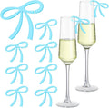 50 Pcs Bows Drink Tags Coquette Bow Wine Glass Charms Acrylic Bowknot Drink Tag for Bachelorette Birthday Wedding Coquette Tasting Party Decor Accessory(Blue)