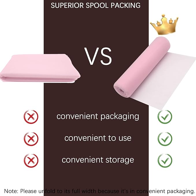 54" by 20 Yards Pink Tulle Fabric Rolls - Tutu Spool Bolt for DIY Wedding Decoration, Baby Shower Tutu Skirt, Gift Wrapping - Large Matte Tulle, Roll Packaging (Light Pink)