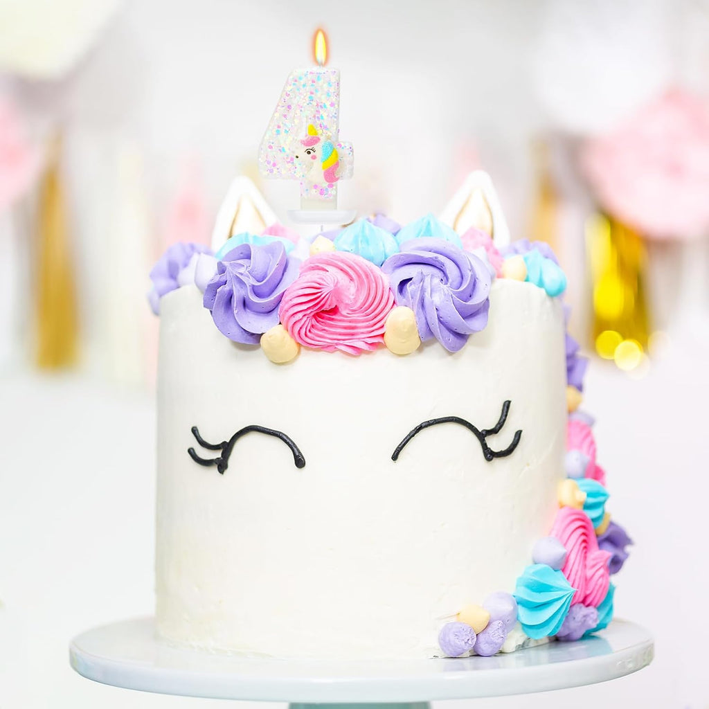 Birthday Candles for Girl - Number 4 Candle for Cake, Unicorn Party Supplies, Birthday Decorations for Cake Topper, Cartoon Theme Party Supplies