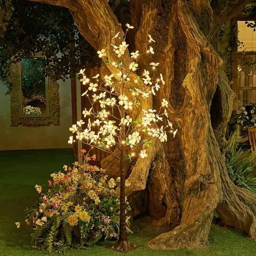 6ft lighted dogwood tree 120 led artificial flowers shown in use