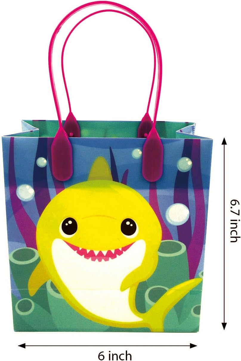 TINYMILLS Shark Birthday Party Favors Set for Kids, 108 Piece Shark Party Supplies with 12 Goodie Bags, 24 Stampers, 12 Sticker Sheets, 12 Coloring Books and 48 Crayons, Shark Party Favor Pack