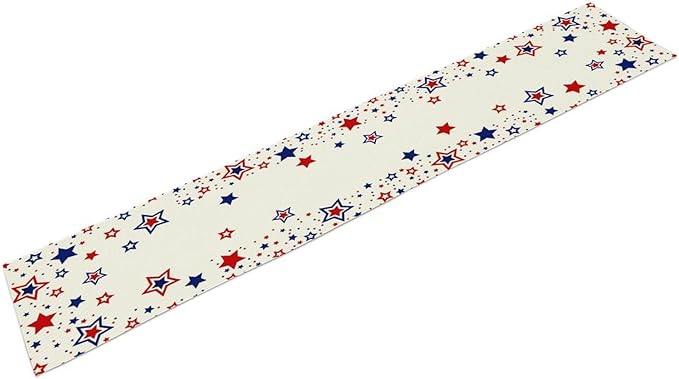 4th of July Table Runner, American Stars Patriotic Independence Day Table Runner for Indoor Outdoor Party Home Kitchen Dining Table Decor, Blue Red, 13x90inch