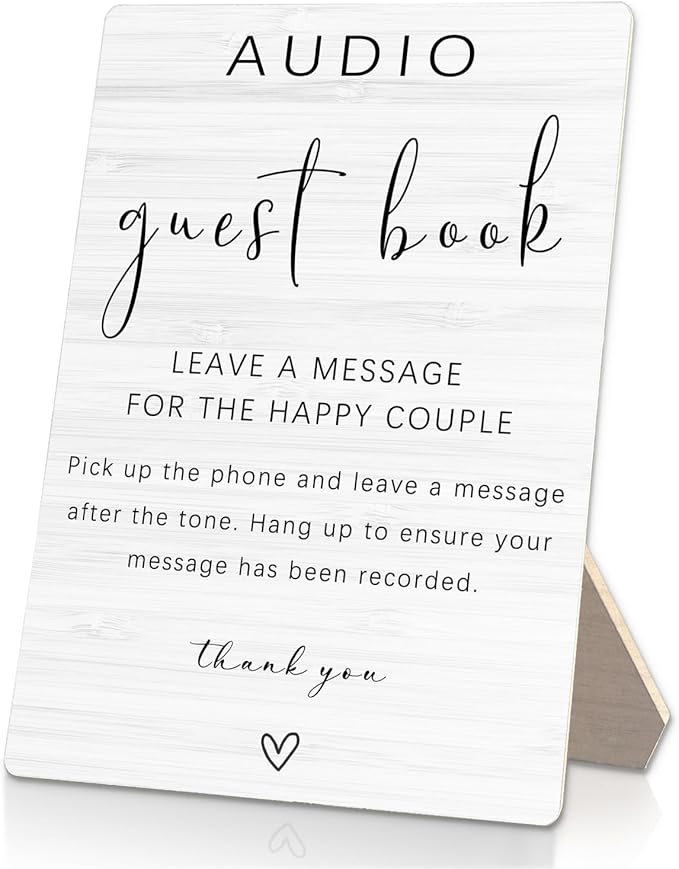 Audio Guestbook Sign, Audio Phone Guestbook Wooden Stand 8x11.2inch, Audio Guest Book Wedding Wooden Stand, Wedding Telephone Phone Audio Message Guest Book Sign, Wedding Table Decoration