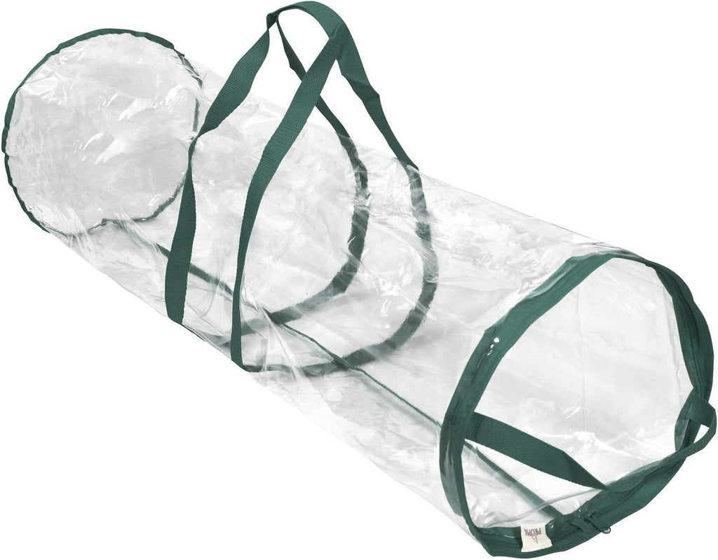 ProPik Christmas Wrapping Paper Storage Bag, Organizer Fits Up to 24 Rolls 40 Inch, Clear Heavy Duty PVC Bag with Handles and Zippered Top for Gift Wrap and Ribbons (Green)