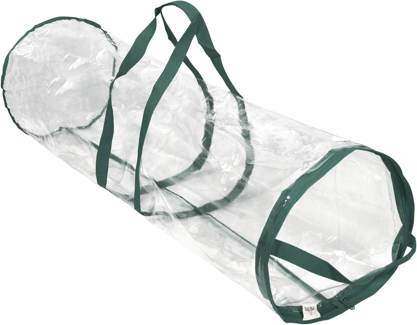 ProPik Christmas Wrapping Paper Storage Bag, Organizer Fits Up to 24 Rolls 40 Inch, Clear Heavy Duty PVC Bag with Handles and Zippered Top for Gift Wrap and Ribbons (Green)