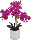 faux orchid plant 23" tall, realistic touch leaves, main product view