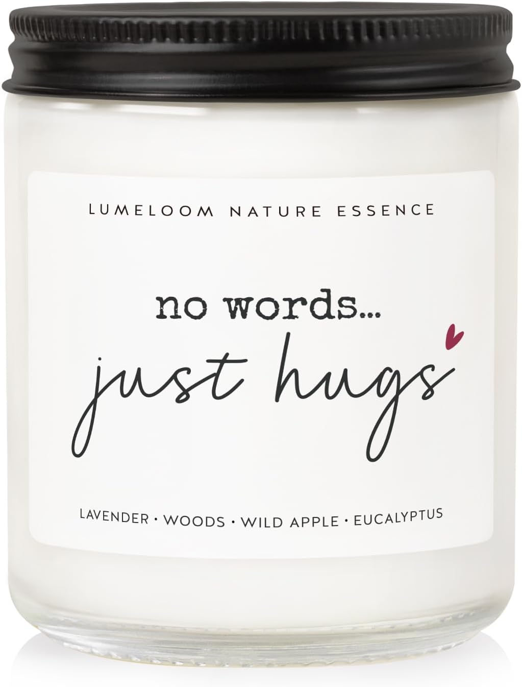 LUMELOOM Sympathy Gifts for Loss of Loved One, Memorial Gifts - 9oz Lavender Scented Soy Wax Candle - No Words Just Hugs, Bereavement, Grief, Think of You, Miscarriage, Get Well Candle for Women