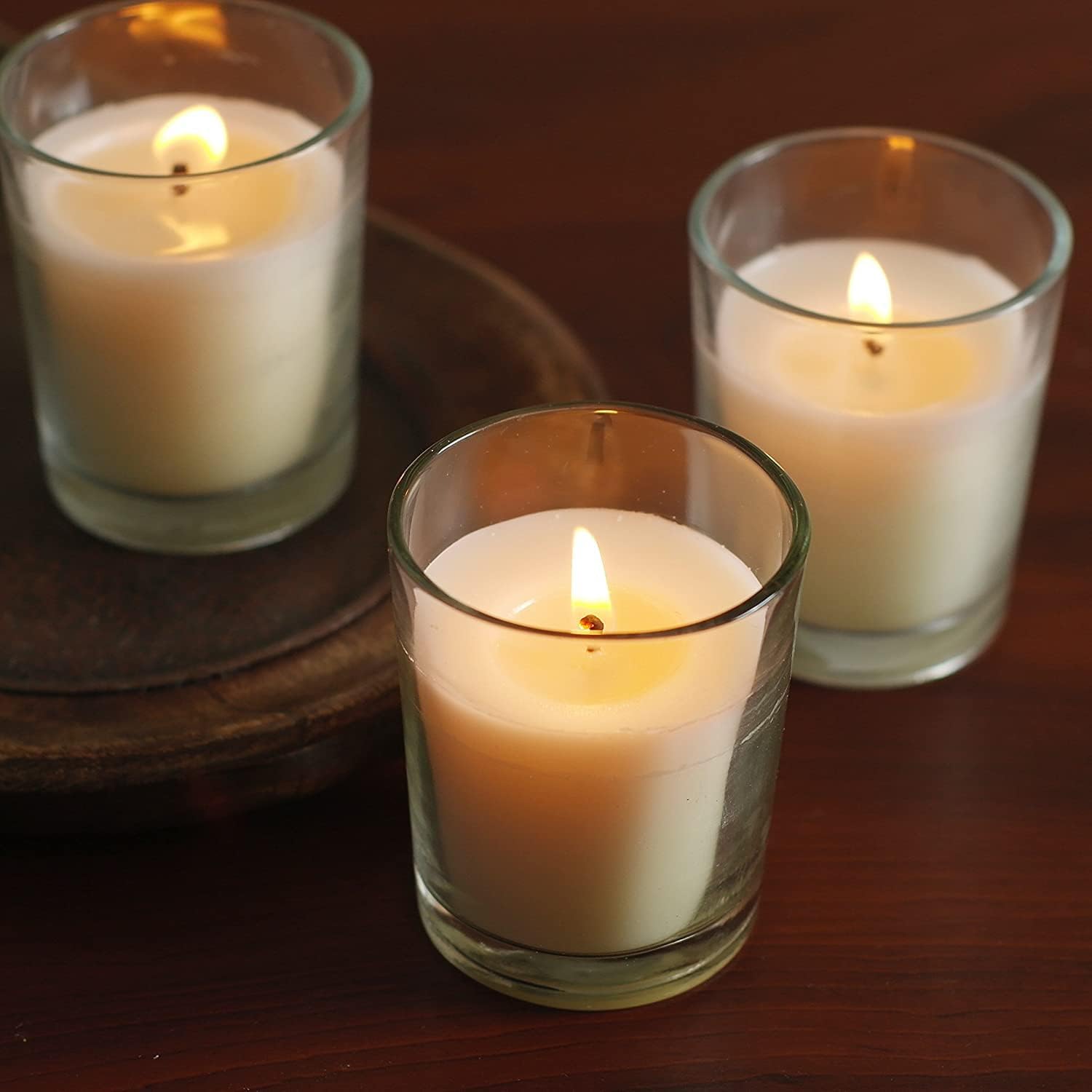 48-Pack Clear Glass Votive Candles – 10–12 Hour Long Burn, Unscented, Ivory, Bulk Set for Weddings, Events & Table Centerpieces – Hosley