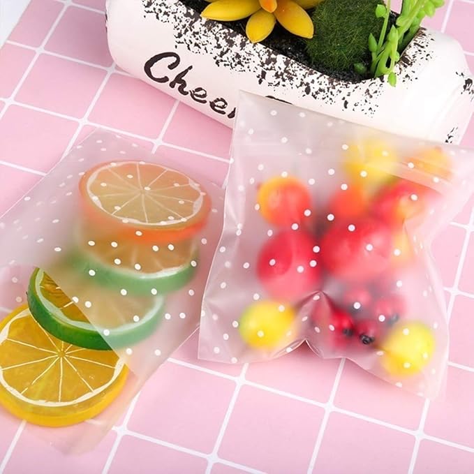 Searik Self Sealing Cookie Bags with Seal 4x6 Inches, 4 Mils Individual Self Adhesive Cellophane Plastic Candy Bags for Wedding Party Gift Giving Bakery Chocolate with Thank You Stickers 100 Pcs