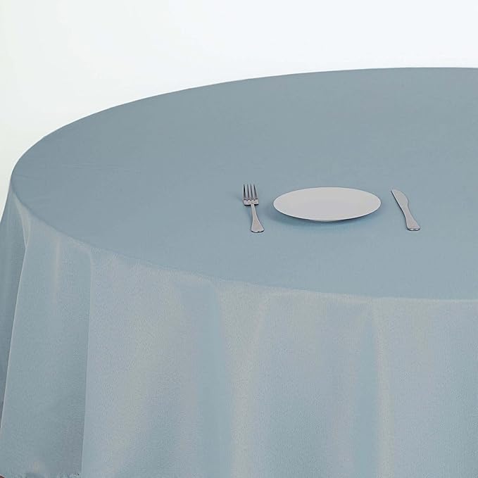 Efavormart Round Tablecloth, 108 Inch Stain & Wrinkle Resistant Washable Table Cloth, Decorative Polyester Fabric Table Cover for Banquet, Wedding, Dining- Dusty Blue