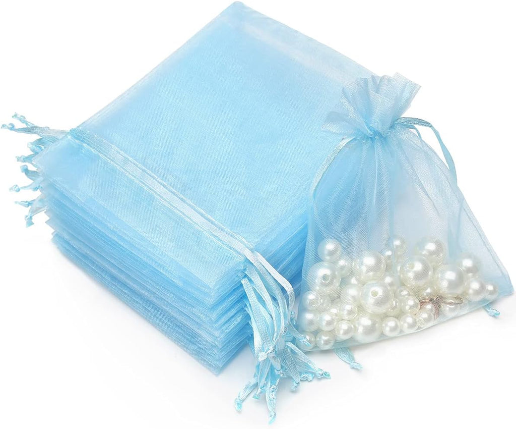 Akstore 100PCS 4x6(10x15cm) Drawstring Organza Jewelry Favor Pouches Wedding Party Festival Gift Bags Candy Bags (Pale Blue)