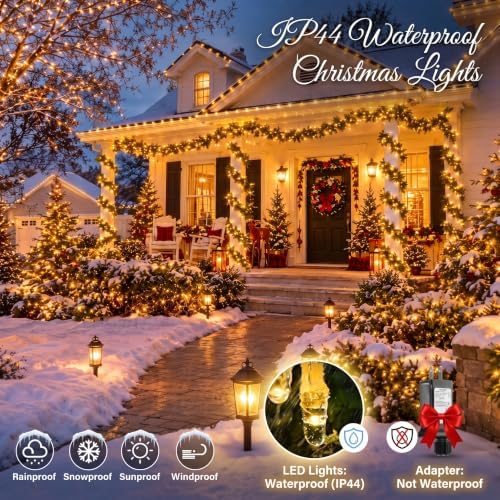 jmexsuss 168ft 600 led christmas lights outdoor waterproof, close-up detail
