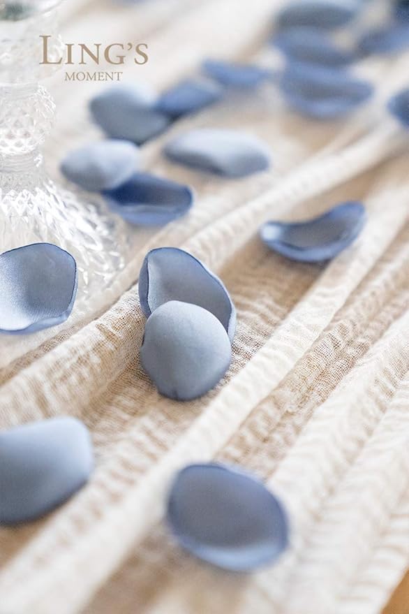 Ling's moment Rose Petals, Silk Flower Petals for Wedding/Aisle/Flower Girl Baskets/Table Centerpiece Décor,etc.Dusty Blue Baby Blue 200pcs