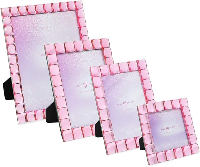 Isaac Jacobs Decorative Sparkling Light Pink Jewel Picture Frame, Photo Display & Home Décor (5x7, Light Pink)