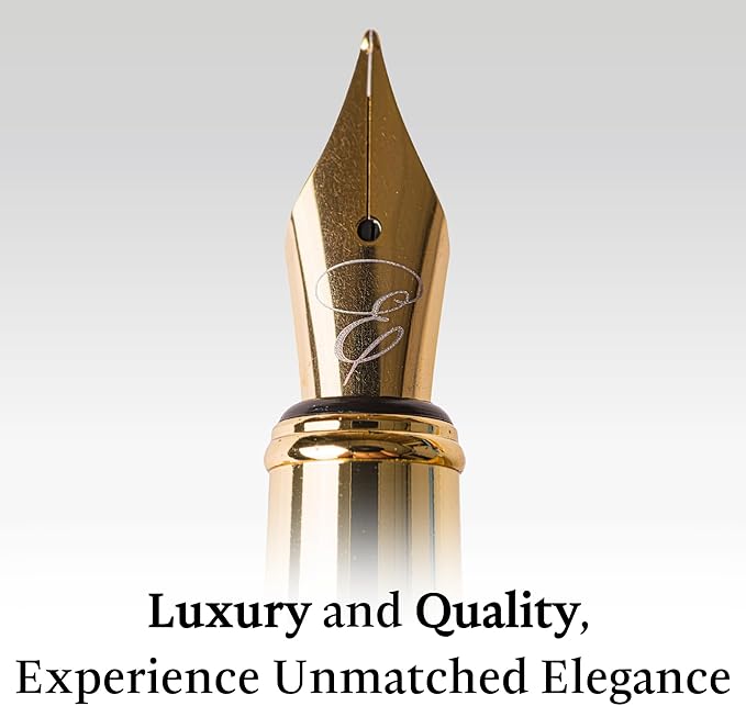 Ellington Pens Elegant Wood Fountain Pen Set – Includes Wooden Pen Box, Ink Converter, 6 Ink Cartridges, and Gift Box – Writing, Calligraphy