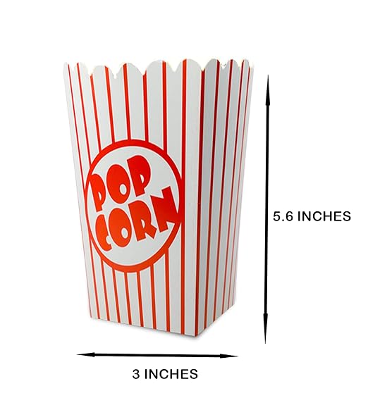 50 Pack Popcorn Boxes Movie Night Popcorn Bags for Party Red and White Popcorn Bags for Popcorn Vintage Snack Box Concession and Carnival Party Supplies, Individual Popcorn Bucket Containers (50)