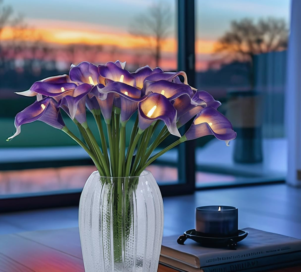 homeseasons led calla lily lamp,20 real touch artificial shown in use