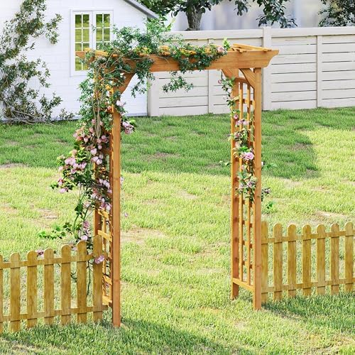 wood garden arbor – outdoor wooden arch pergola shown in use