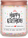 Homsolver Happy Birthday Gifts for Women Unique, Vanilla Cream Scent with Sprinkles Candy Birthday Candles for Her, Handmade Aromatherapy Candle Decor