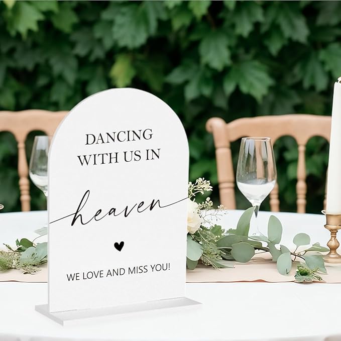 In Loving Memory Wedding Sign, Dancing With Us In Heaven Sign Wedding Engagement Bridal Shower Reception Event Party Table Desk Acrylic Decor