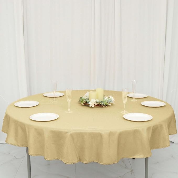 Efavormart Round Tablecloth, 70 Inch Stain & Wrinkle Resistant Washable Table Cloth, Decorative Polyester Fabric Table Cover for Banquet, Wedding, Dining- Champagne