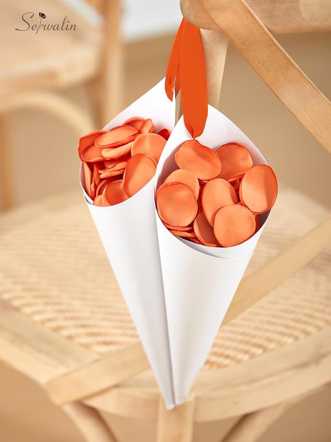Serwalin 300Pcs Silk Rose Petals Fake Flower Petals Orange Artificial Rose Petals for Weddings Proposal Flower Girl Petals Aisle Flower Girl Basket Runner Bridal Shower Table Decor