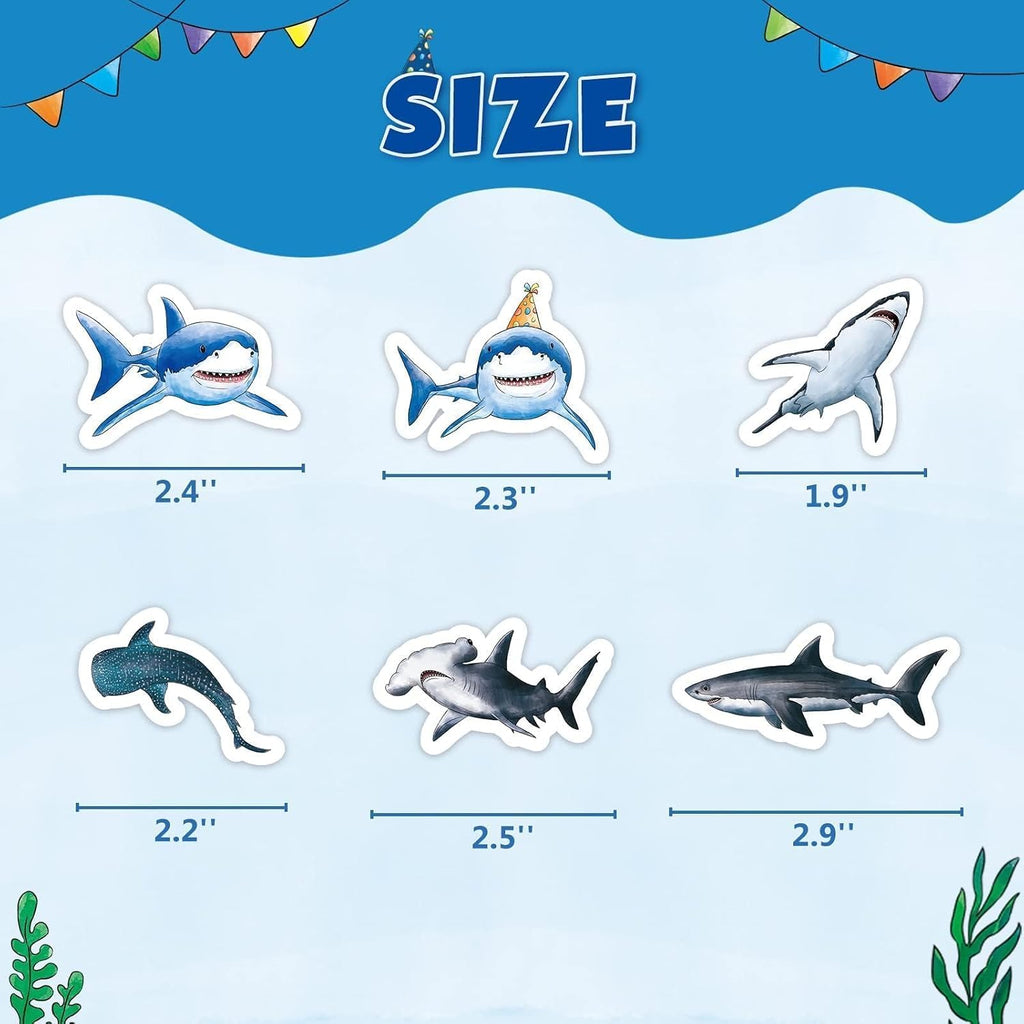 WERNNSAI 36 PCS Shark Cupcake Toppers - Shark Cake Toppers Ocean Birthday Party Decorations Summer Cake Toppers Under The Sea Cake Decors for Kids Ocean Baby Shower Party Supplies