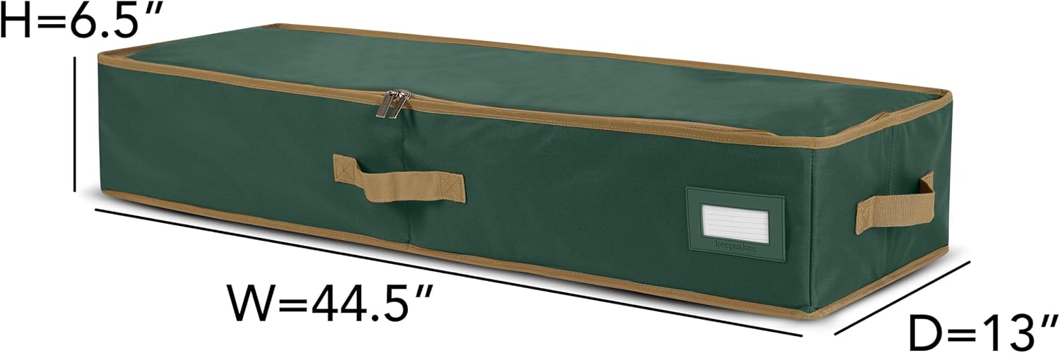Covermates Keepsakes Gift Wrap Storage Organizer – Heavy-Duty Polyester with Buckle Straps & Interior Pockets – Holds Up to 15 Rolls of Gift Wrap with Handles & Label Window, Green