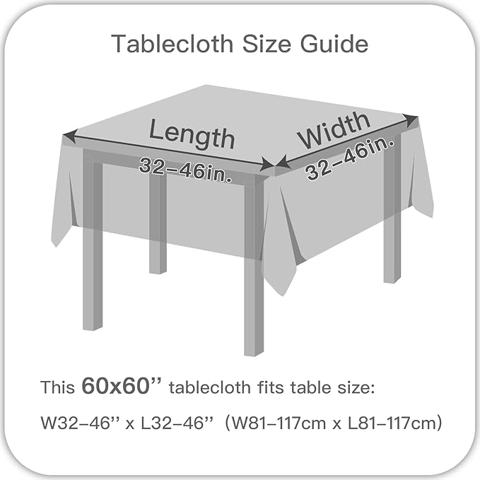 maxmill Square Linen Textured Tablecloth Waterproof Spillproof Wrinkle Free Slubby Textured Table Cloth for Dinner and Party Washable Wipeable Fabric Table Cover Decoration, 60 x 60 Inch, Demin Blue