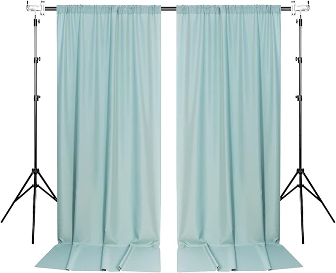 MYSKY HOME Light Green Backdrop Curtains for Parties, Weddings, Stage & Photography - 5ft x 10ft, 2 Panels