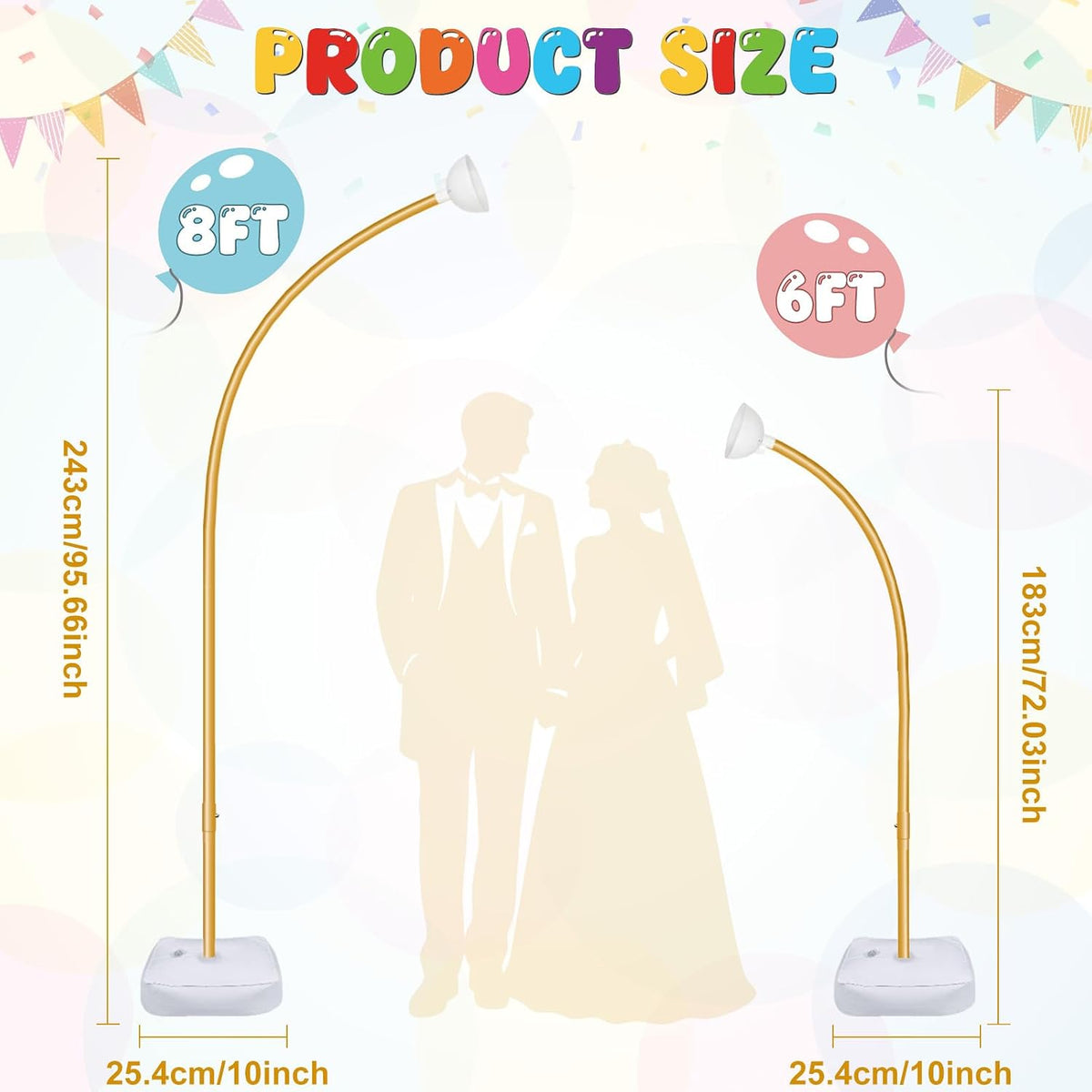 led balloon arch stand with base 9.35ft/6ft balloon, close-up detail