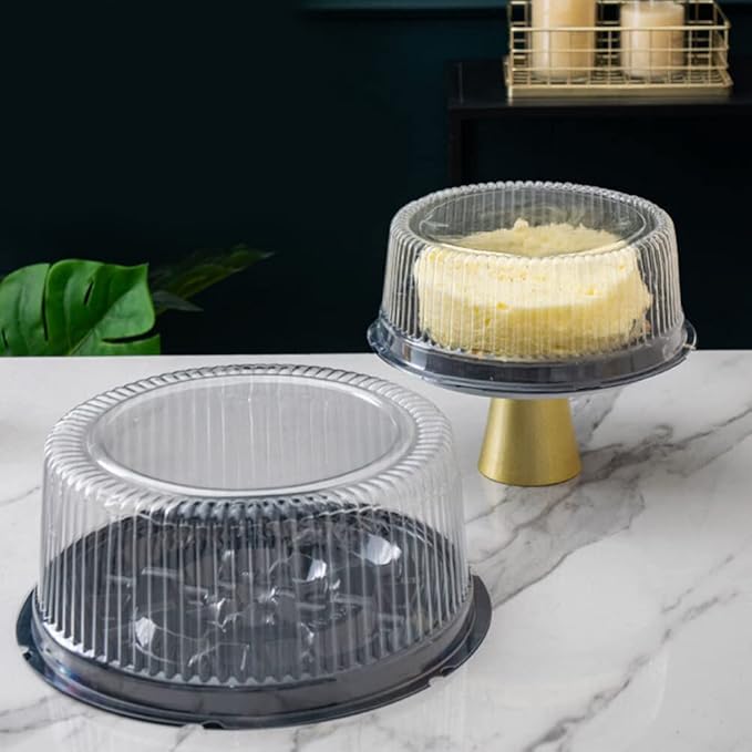 10-Pack Round Cake Stand & Dome - Clear Plastic Cupcake Stand, Cake Carrier & Box
