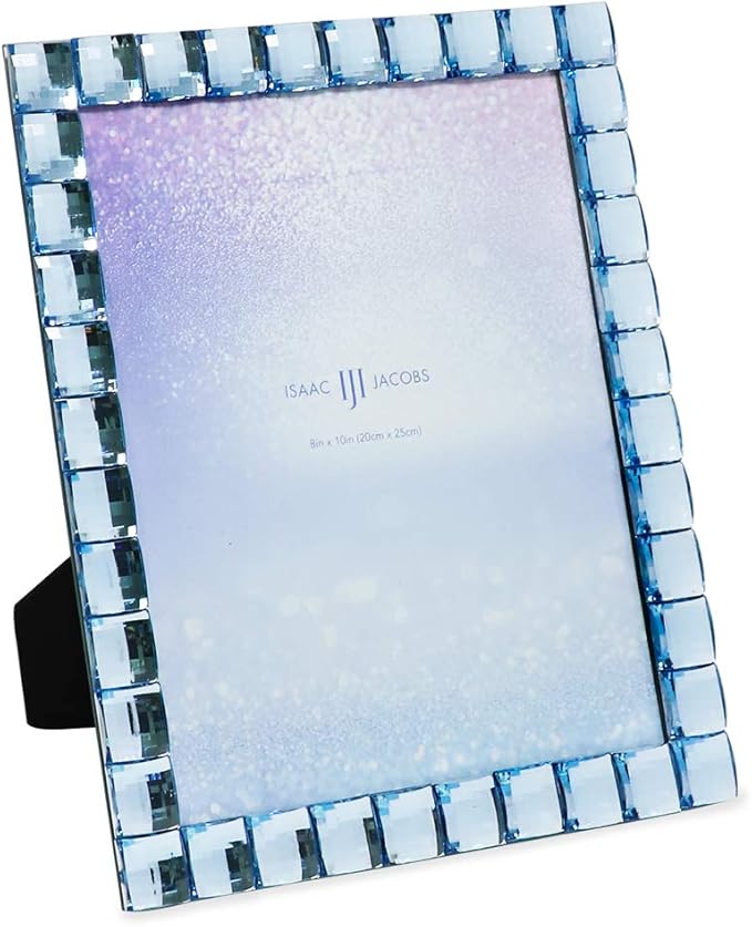 Isaac Jacobs Decorative Sparkling Light Blue Jewel Picture Frame, Photo Display & Home Décor (8x10, Light Blue)