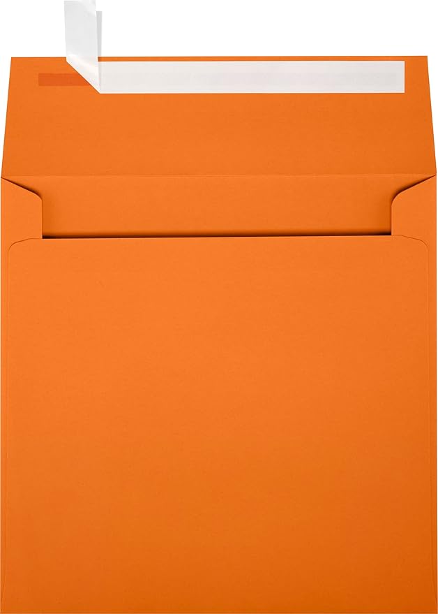 LUXPaper Square Invitation Envelopes | Peel & Press | 6 1/2" x 6 1/2" | Mandarin Orange | 80lb. Text | 50 Qty